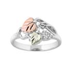 Black Hills Gold Tri-tone Openwork Leaf Ring In Sterling Silver, Women's, Size: 7, Grey