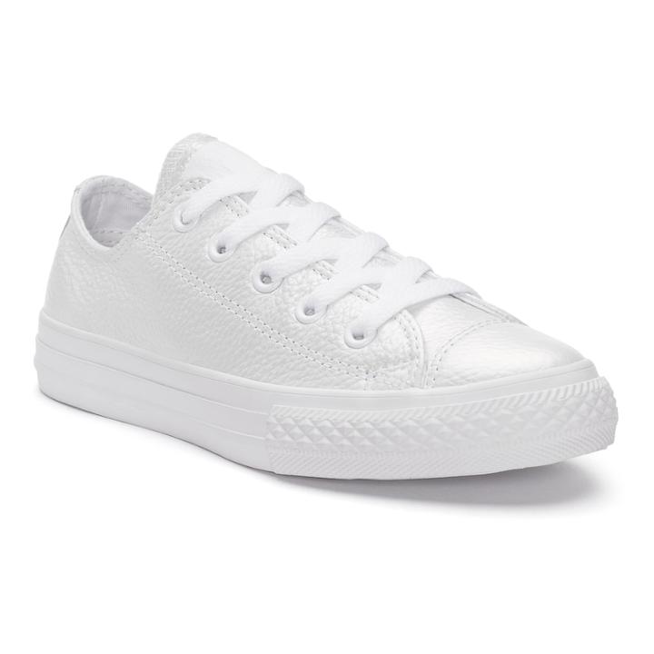 Girls' Converse Chuck Taylor All Star Iridescent Leather Sneakers, Size: 3, White