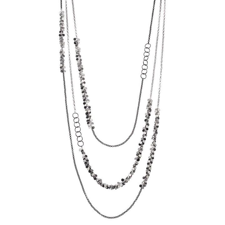 Simply Vera Vera Wang Two Tone Shaky Disc & Circle Link Layered Necklace, Women's, Black
