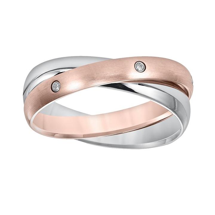 Cherish Always Pink Ion-plated Stainless Steel And Stainless Steel Diamond Accent Double Band, Women's, Size: 5