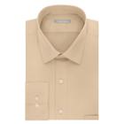 Men's Van Heusen Fitted Athletic Solid Lux Sateen No Iron Spread Collar Dress Shirt, Size: 18 36/37, Beige Oth
