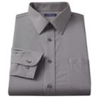 Men's Croft & Barrow&reg; Fitted Solid Easy Care Point-collar Dress Shirt, Size: 17-32/33, Grey