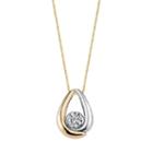 Sirena Collection 1/8 Carat T.w. Certified Diamond Two Tone 10k Gold Teardrop Pendant Necklace, Women's, White