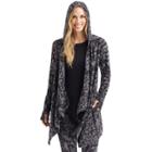 Women's Cuddl Duds Fleece Hooded Wrap Cardigan, Size: L-xl, Oxford
