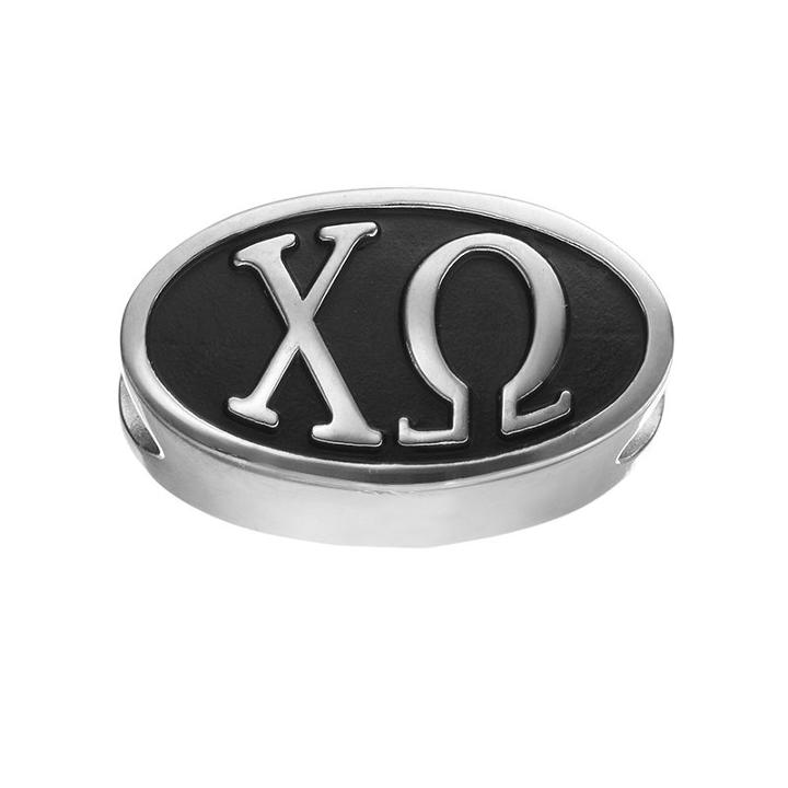 Chi Omega, Logoart Sterling Silver Oval Bead, Women's, Grey