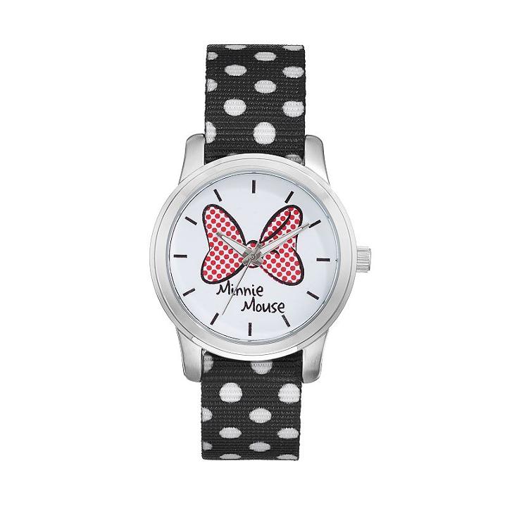 Disney's Minnie Mouse Bow Women's Polka Dot Reversible Watch, Black