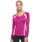Women's Fila Sport&reg; Basic V-neck Long Sleeve Tee, Size: Xs, Dark Pink