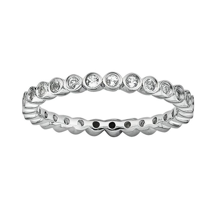 Stacks And Stones Sterling Silver White Topaz Stack Ring, Women's, Size: 6