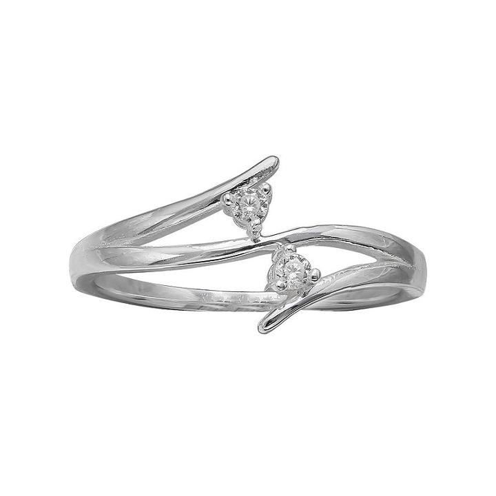 Primrose Sterling Silver Cubic Zirconia 2-stone Bypass Ring, Women's, Size: 6, Grey