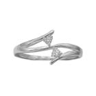 Primrose Sterling Silver Cubic Zirconia 2-stone Bypass Ring, Women's, Size: 6, Grey