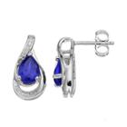 Sterling Silver Lab-created Sapphire Teardrop Earrings, Women's, Blue