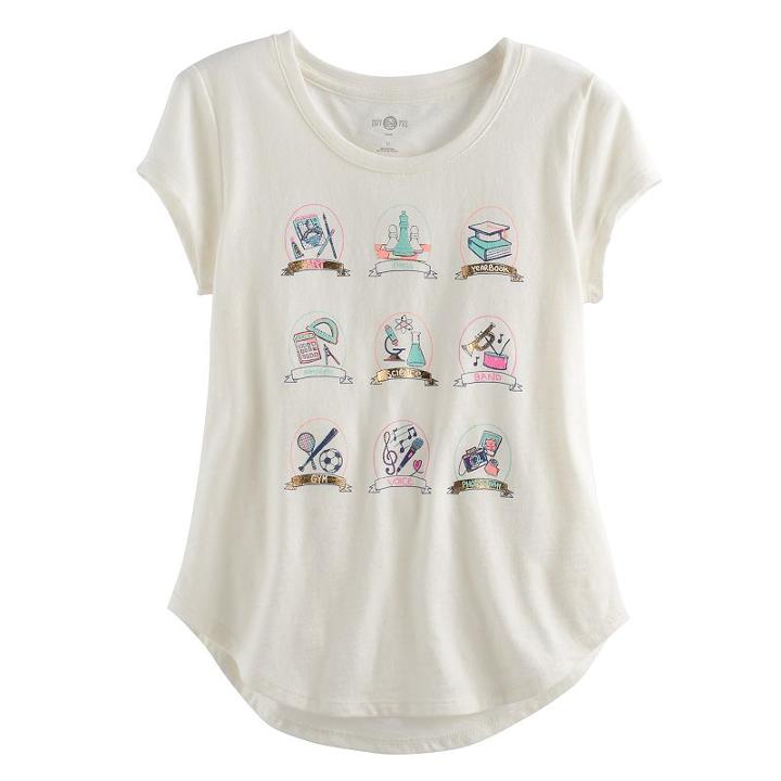 Girls 7-16 & Plus Size So&reg; Rolled Cuff Graphic Tee, Girl's, Size: 18 1/2, White Oth
