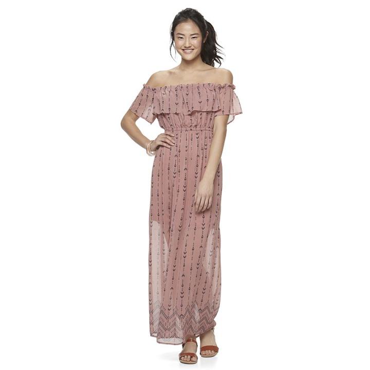 Juniors' Mason & Belle Off The Shoulder Maxi Dress, Girl's, Size: Medium, Orange Oth