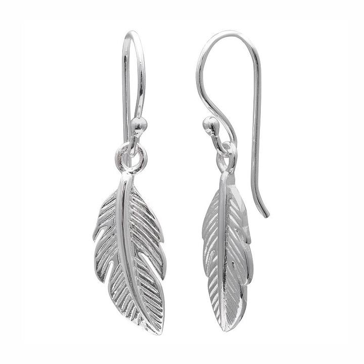 Primrose Sterling Silver Feather Drop Earrings, Women's