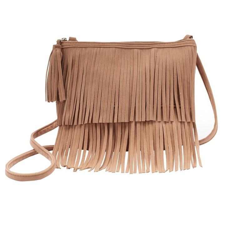 Girls 4-16 Faux-suede Fringe Crossbody Bag, White Oth