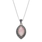 Tori Hill Sterling Silver Pink Shell & Marcasite Marquise Pendant, Women's, Size: 18, Multicolor