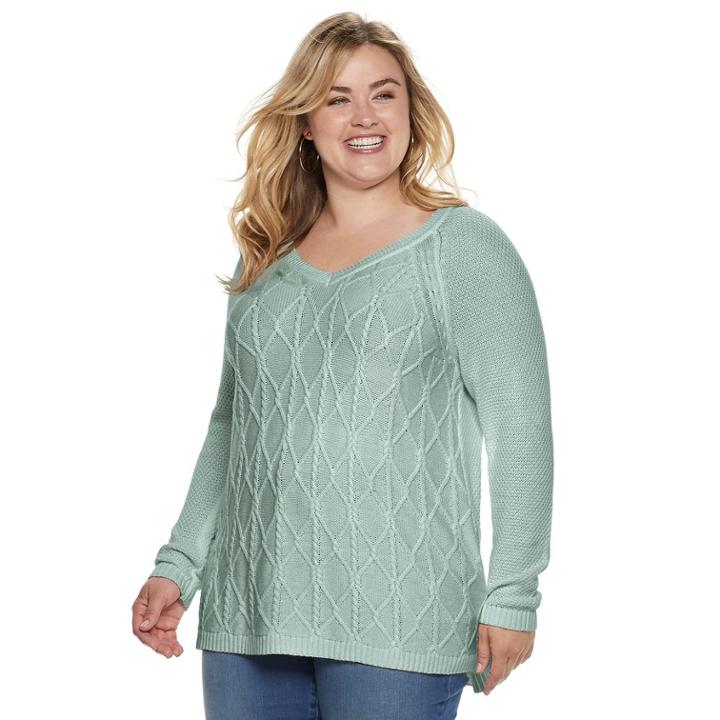 Plus Size Sonoma Goods For Life&trade; Trellis Cable-knit Sweater, Women's, Size: 3xl, Med Blue