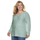 Plus Size Sonoma Goods For Life&trade; Trellis Cable-knit Sweater, Women's, Size: 3xl, Med Blue