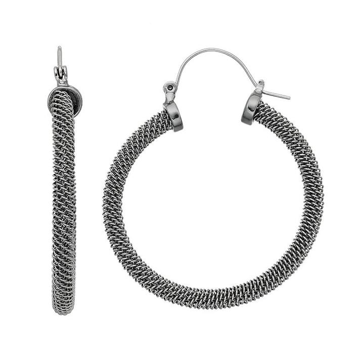 Simply Vera Vera Wang Mesh Chain Nickel Free Hoop Earrings, Women's, Black