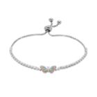 Silver Plated Crystal Butterfly Bolo Bracelet, Women's, Size: 9, Pink