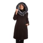 Plus Size Excelled Hooded Faux- Fur Trim Coat, Women's, Size: 3xl, Black