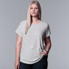 Plus Size Simply Vera Vera Wang Jacquard Tee, Women's, Size: 3xl, Grey