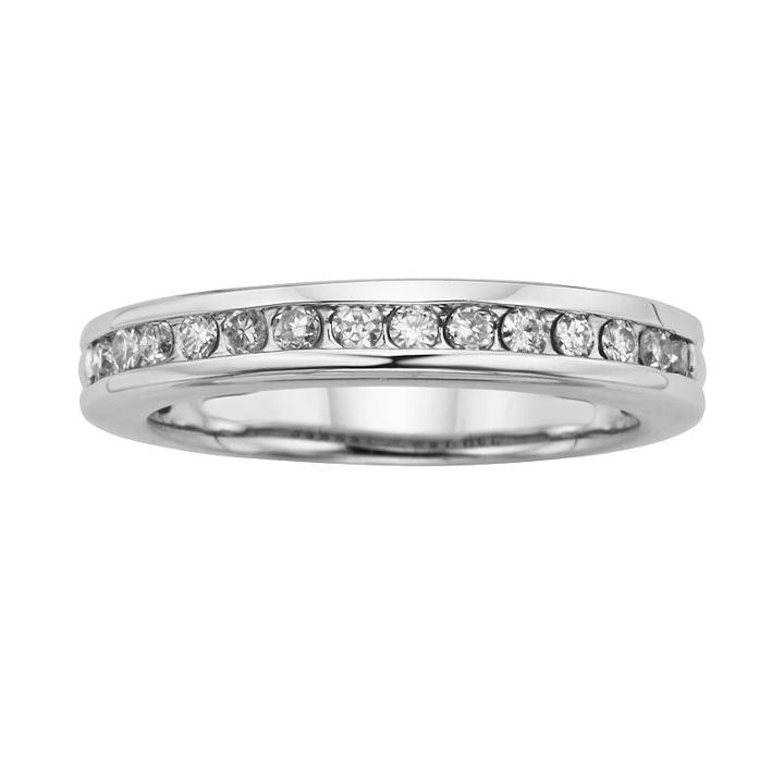 Forever Brilliant 14k White Gold 1/4-ct. T.w. Round-cut Lab-created Moissanite Band, Women's, Size: 5