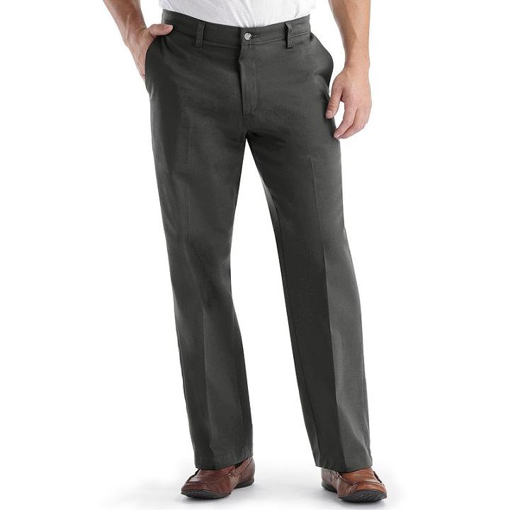 Men's Lee Custom Fit Relaxed-fit Flat-front Pants, Size: 38x30, Grey
