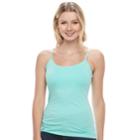Juniors' So&reg; Scoopneck Satin-trim Cami Tank Top, Teens, Size: Large, Turquoise/blue (turq/aqua)