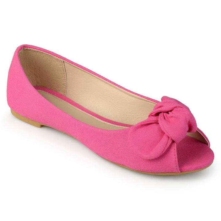 Journee Teslin Girls' Peep Toe Flats, Girl's, Size: 11, Pink
