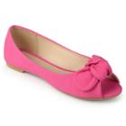 Journee Teslin Girls' Peep Toe Flats, Girl's, Size: 11, Pink