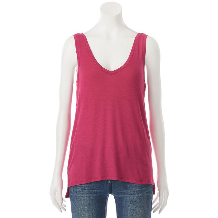Juniors' Mudd&reg; Step Hem V-neck Tank, Teens, Size: Xl, Med Red