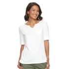 Women's Croft & Barrow&reg; Splitneck Top, Size: Small, White