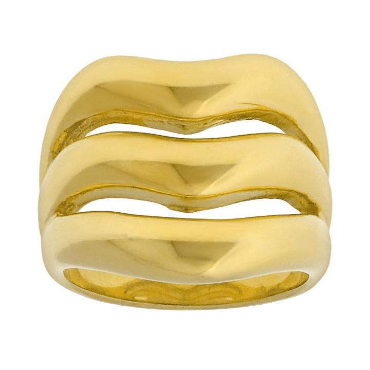 Gold Tone Stainless Steel Openwork Ring, Women's, Size: 6, Yellow