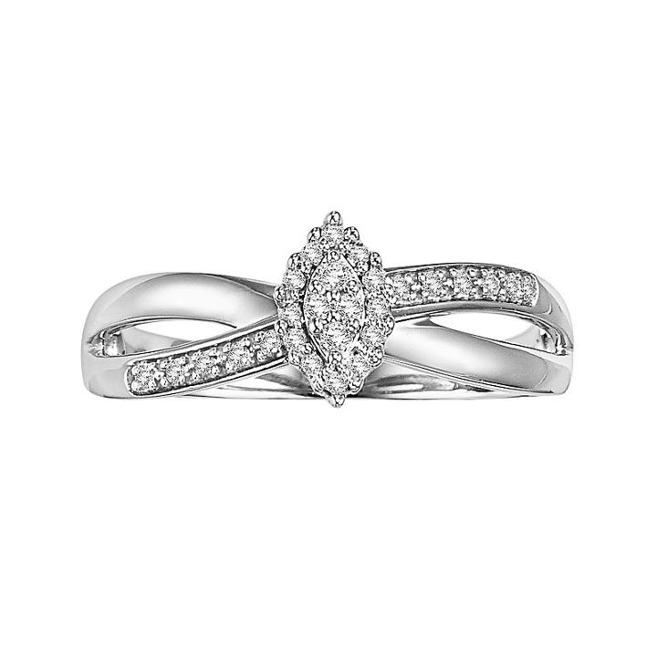 Cherish Always Round-cut Certified Diamond Crisscross Engagement Ring In 10k White Gold (1/6 Ct. T.w.), Women's, Size: 8