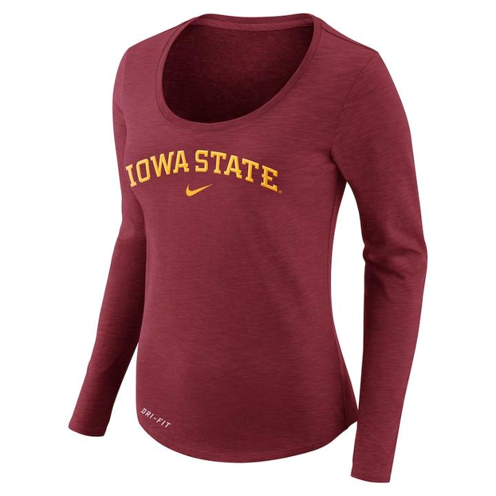 Women's Nike Iowa State Cyclones Slubbed Dri-fit Tee, Size: Medium, Red
