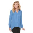 Women's Dana Buchman Shark-bite Hem Blouse, Size: Xl, Blue (navy)