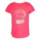 Girls 4-6x Nike Dri-fit I Run Things Circle Graphic Tee, Size: 6, Brt Pink