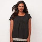 Plus Size Lc Lauren Conrad Pleated Top, Women's, Size: 1xl, Black