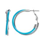 Aqua Crisscross Double Hoop Earrings, Women's, Turq/aqua