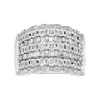 Sterling Silver 1/2 Carat T.w. Diamond Multi Row Ring, Women's, Size: 8, White