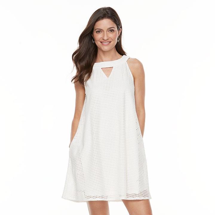 Women's Hope & Harlow Sleeveless Halter Strap Keyhole Dress, Size: 6, White