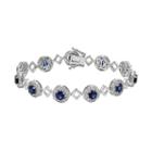 Lab-created Blue & White Sapphire Sterling Silver Halo Bracelet, Women's, Size: 7.5