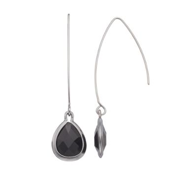 Dana Buchman Black Teardrop Threader Earrings, Women's