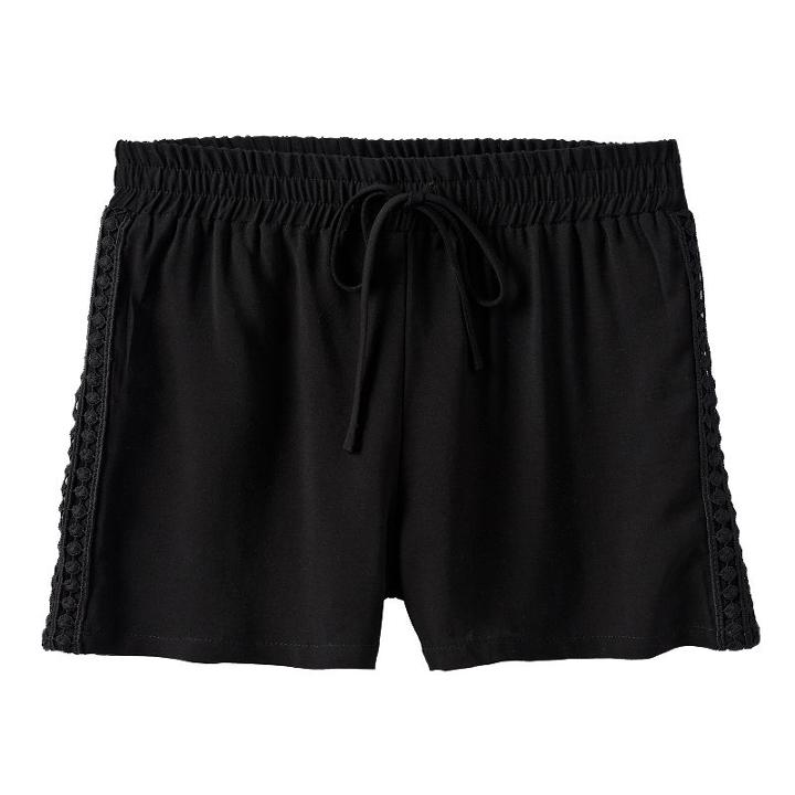 Girls 7-16 Joey B Crochet Side Soft Shorts, Girl's, Size: Medium, Black