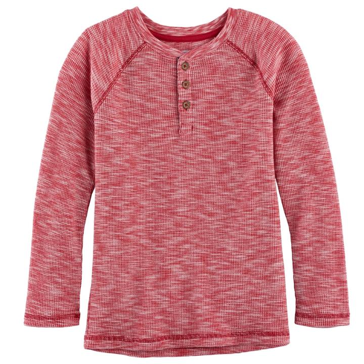 Boys 4-7x Sonoma Goods For Life&trade; Raglan Thermal Henley, Size: 4, Med Red