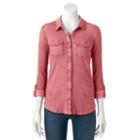 Women's Sonoma Goods For Life&trade; Ribbed Shirt, Size: Medium, Light Red