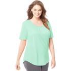 Plus Size Just My Size Shirred Scoopneck Tee, Women's, Size: 3xl, Lt Green