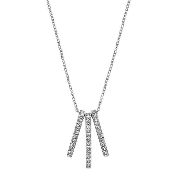 Diamond Splendor Sterling Silver Diamond Accent Stick Pendant, Women's, White