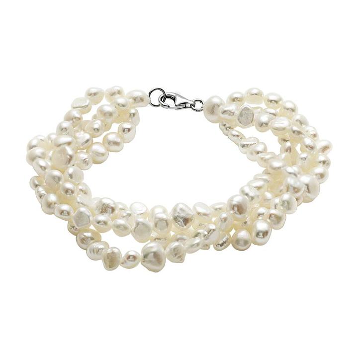 Sterling Silver Freshwater Cultured Pearl Multistrand Bracelet, Women's, Size: 7.75, White